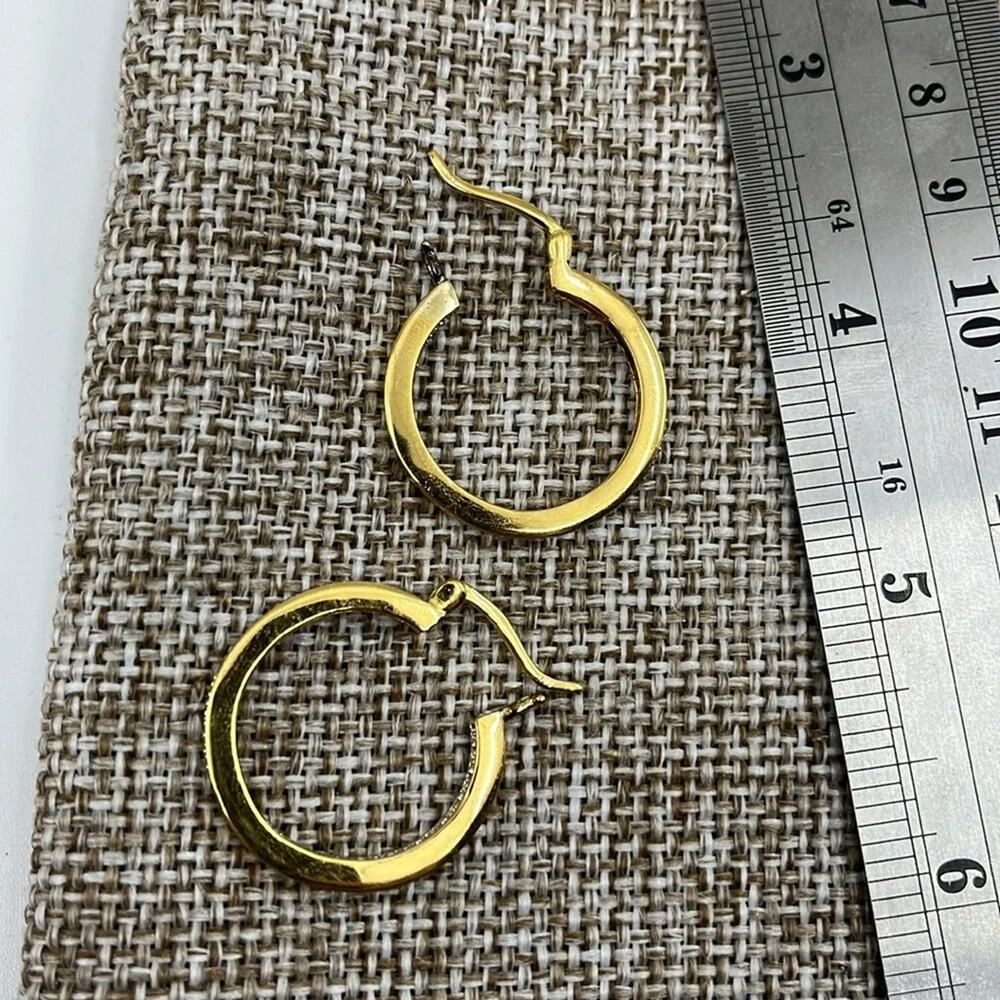 Vintage 925 Sterling Silver Gold Overlay Hoop Earrings - Picture 8 of 14